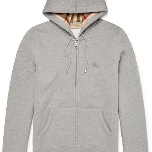 Burberry Gray and Tan Zip-Up Hoodie